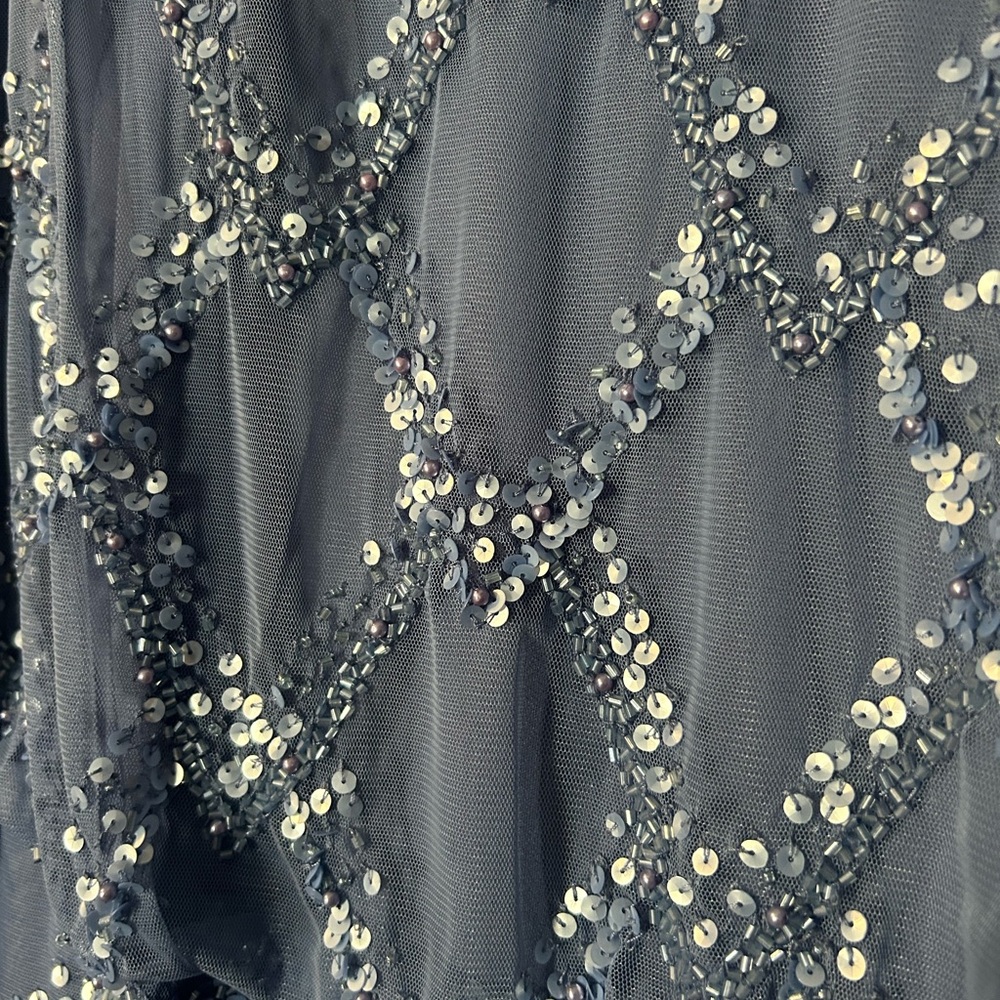 Adrianna Papell Dusty Blue Beaded Maxi Dress - Picture 8 of 8